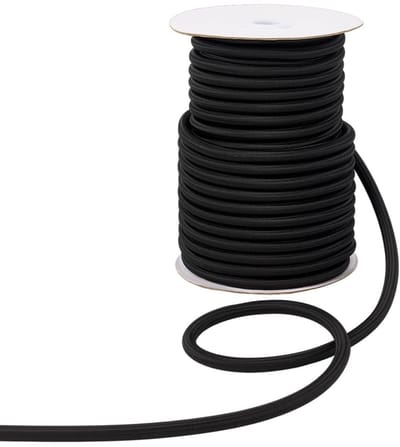 Dailygoods- Elastisch Touw Hoge Elasticiteit - Zwart Rubber Touw - Expandertouw - 25 m x 8 mm - Polyester - Ideaal voor Kamperen - Bungee Touw