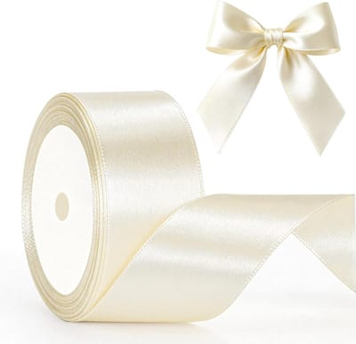Decoratieve Satijnen Lint in Ivoorwit van 40mm - 22m voor Cadeauverpakking, Knutselen en Versiering