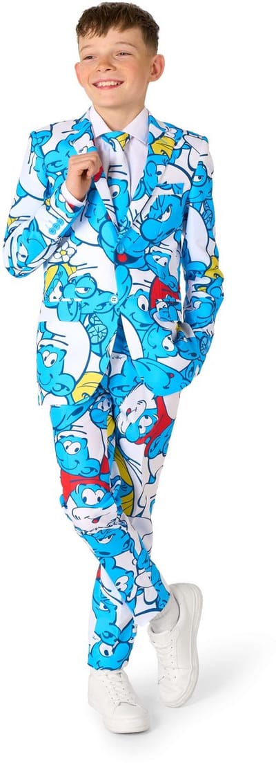 OppoSuits Teen Boys' The Smurfs Suit - Officieel Smurfen Kostuum - Verkleedkleding - Maat EU134/140
