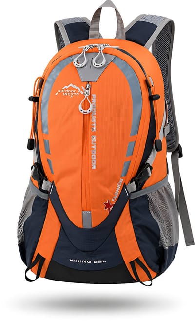 CarryQuest® - 25L Hydratatie Rugzak - Polyester Fiets- & Wandelrugzak met Drinksysteem, Rugventilatie, Laptopvak, Ergonomische Schouderbanden & Front-/Toploader - 45x30x19 cm - Oranje