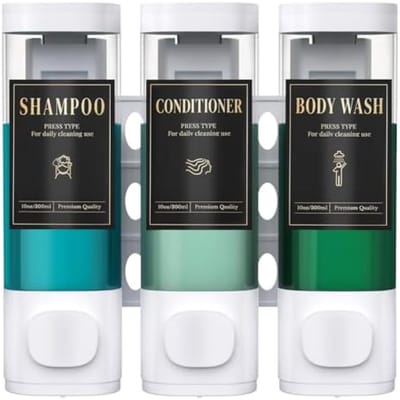 PromoHome Wandmontage Douche Dispenser 3-kamer, Wit - Antilek en Kindveilig