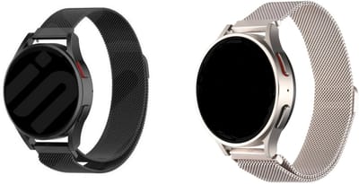 Strap-it Bundel van 2 Milanese Banden - Geschikt voor Samsung Galaxy Watch 7 40mm - Horlogeband / Polsband / Armband / RVS Armband / Magnetische Armband - Luxe & ademend design - Zwart & Sterrenlicht
