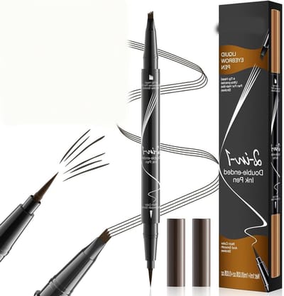 Wenkbrauw Pen - Microblading Potlood - Natuurlijke Wenkbrauwen Creëren - 2-in-1 Dubbele Tip - 24 Uur Houdbaar - Donkerbruin