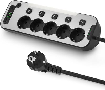 Stekkerdoos met USB - Verdeelstekker - Stopcontact Splitter - Wit en Grijs