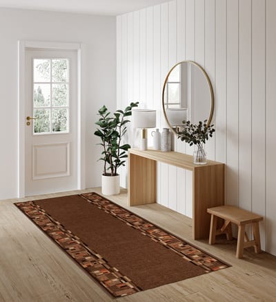 Tapiso Antislip Tapijtloper – Gangloper Keukenloper Donkerbruin – Klassiek Loper Rubber Onderkant Maat- 80x100