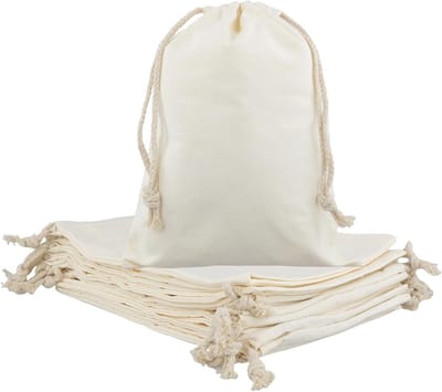 12 Stuks Canvas Trekkoord Zak 32 x 24 cm, Katoenen Tas voor Sport, Reizen en Opberging