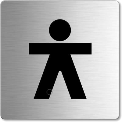 Toilet Bordje - Deurbord RVS - Aanwijzen Ruimte - Zelfklevend - 85x85 mm - Zilver