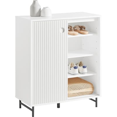 SoBuy Schoenenkast met 2 Schuifdeuren - In hoogte verstelbaar -70 x 37 x 87 cm - Wit