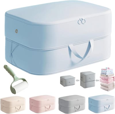 Ruimtebesparende Organizer - Comprimerende Zak - Kleding Opbergen - Zelfcomprimerend - L 54x42x30cm - Blauw