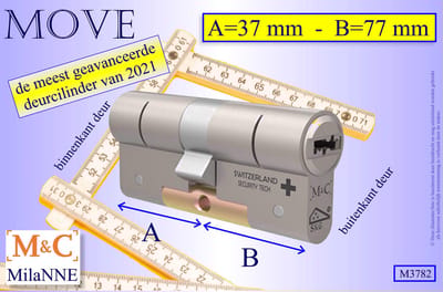 M&C MOVE - High-tech Security deurcilinder - SKG*** - 37x82 mm - Politiekeurmerk Veilig Wonen - inclusief gereedschap MilaNNE montageset