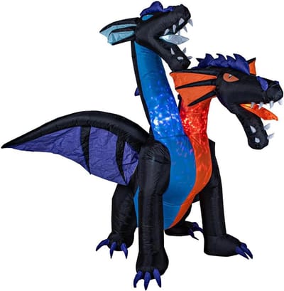 Opblaasbaar figuur - Draak decoratie - Feestelijke aankleding - Zelfopblazend ontwerp - 208 cm hoog - Zwart
