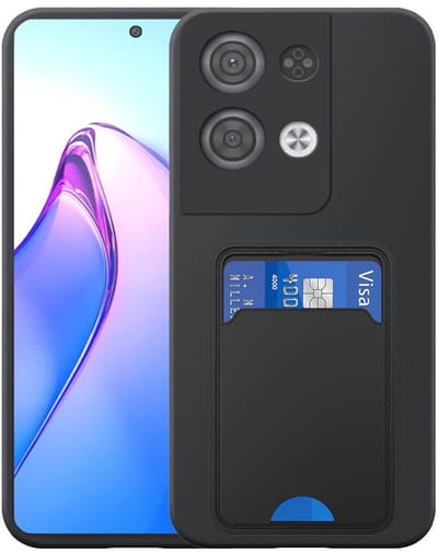 Geschikt voor Oppo Reno 8 Pro Telefoonhoesje met TPU Pasjeshouder - Flexible Back Cover Case Siliconen TPU with Cardslot - Zwart - Smartphonica geschikt voor Oppo Reno8 Pro