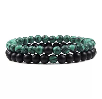 CHPN - Armbanden - Kralenarmband - Kunststof Armbanden - Contrast Kralen - Groen/Grijs - Cadeau voor Man & Vrouw - Moederdaggeschenk - Sieraden - Universeel