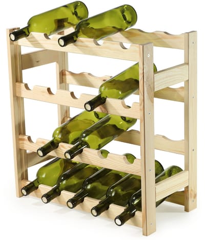KADAX Wijnrek van hout, 54 x 53 x 25 cm, flessenrek, 20 flessen, wijnstandaard van grenenhout, wijnkast voor wijnflessen, wijnverzameling, opslag van wijn, flessenhouder