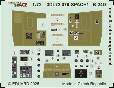 Eduard Modelbouwdecoratie - 3DL72079 Sp - Decals Set Neus en Radiocompartiment voor B-24D - Decals