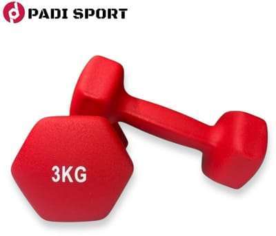 Padisport dumbells rood - 3kg dumbells - gewichten voor thuis - handgewichten - Halter - Gewichten