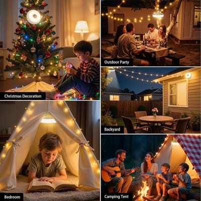 COZYVENT Hoge Helderheid Oprolbare 4-in-1 camping verlichting, draagbaar, oplaadbaar met 7 lichtstanden, waterdichte camping lamp met lange batterijduur voor kamperen, wandelen, decoratie, tuin en buiten, meerkleurig 5 Watt (10 m)