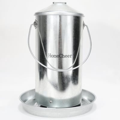 Gegalvaniseerde Voerbak met Deksel voor Kippen en Pluimvee - 4,1 kg Capaciteit