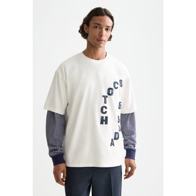Scotch & Soda Loose Fit Applique T-shirt Eggnog Taglia: S | Maglie a manica lunga Outlet | Uomo