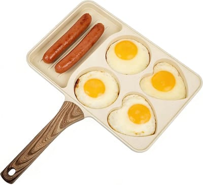 Eierpan - Ontbijtpan Braadpan - Ontbijt Maken - Antiaanbaklaag - 355 cm - Crèmekleurig