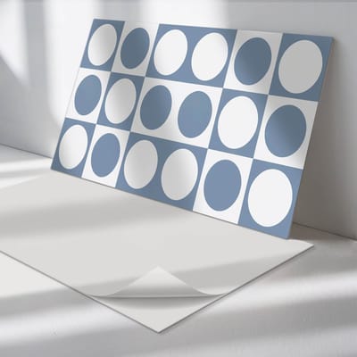 Wallfluent Vinyl Wandpaneel - Geometrische cirkels in een raster Zelfklevend Muurpaneel - 120 cm x 60 cm - Blauw Vinyl Wandpaneel - 1 stuk - Rechthoekig Wandbekleding Vinyl - Abstractie Wandpaneel - Vinyl Wandbekleding - Wandpaneel Keuken en Badkamer