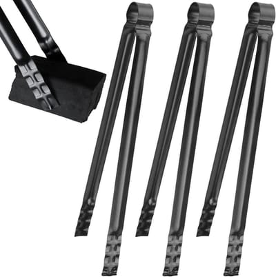 Roestvrijstalen Kooltangen Set van 3 Stuks, Multifunctionele Grilltangen met Isolerende Handgreep voor Buitenbarbecue en Picknickgebruik