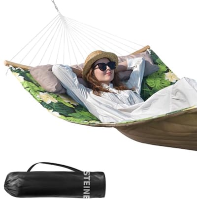 Comfortabele 2-Persoons Hangmat voor Buiten - 11 FT met Kussen en Opvouwbare Spreidstang