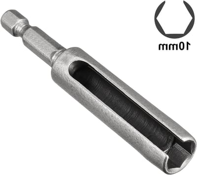 10mm moer driver met 1/4 inch quick change hex shank, slotted boor en 4 inch lengte voor moerextractie en precisiewerk