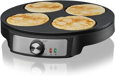 SNJY® Pannenkoekenpan - Pannenkoekenmaker - Mini Pannenkoeken - Crepe Maker - 1200 W - Zwart