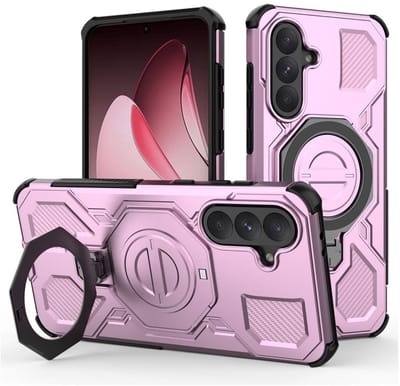 Hoesje geschikt voor Samsung Galaxy A56 | Compatibel met MagSafe / Qi2 | 360° Draaibare Magnetische Standaard | Back Cover Kickstand Ring | Roze