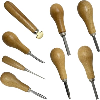 Graveergereedschap Set - Ambachtelijke Hulpmiddelen - Gedetailleerd Werk - Ergonomische Handvatten - 8 Delig - Meerkleurig