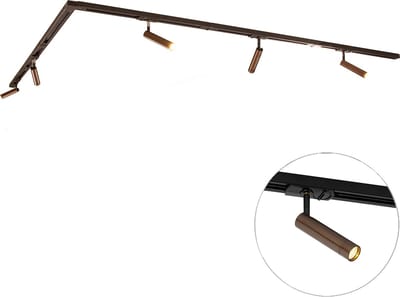QAZQA iconic ivy - Moderne Spot railsysteem verlichting, railverlichting geschikt voor led - 5 lichts - L 300 cm - Brons - Woonkamer | Slaapkamer | Keuken