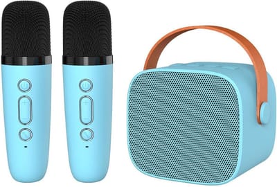 Draagbare Karaoke Set met 2 Draadloze Microfoons en LED Disco Licht - Voor Feest en Thuis