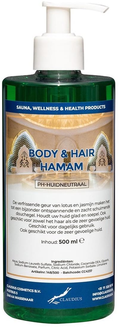 Body & Hair Hamam 500 ml met witte pomp - 2 in 1 voor lichaam en haar