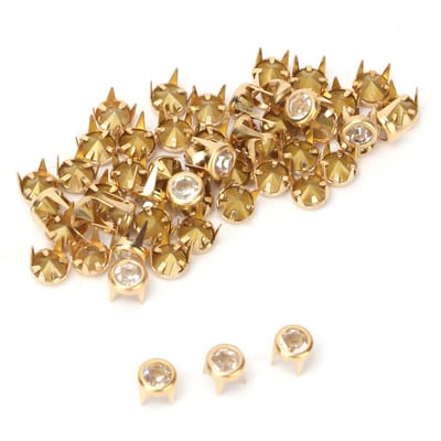 50 stuks 6 mm DIY kleurrijke ronde klauw A-kwaliteit kristalsteentjes voor knutseldecoratie(Goud) goud