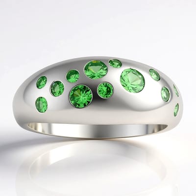 Cavill - Zilveren Ring - 925 Sterling Zilver - AAA Keniaanse Tsavoriet 0,426 ct - Ronde Briljantslijpsel - Robuuste Bezel Zetting - Groene Edelsteen