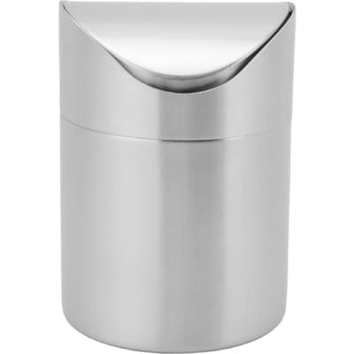 Mini Desktop Prullenbak met Klapdeksel Kleine Aanrecht Mini Prullenbak voor Auto Kantoor 304 gray