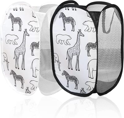 Vouwbare Wasmand met Handvat voor Opgeruimde Wasopslag - Ideaal voor Thuis, Kamers en Camping (Giraffe Patroon)