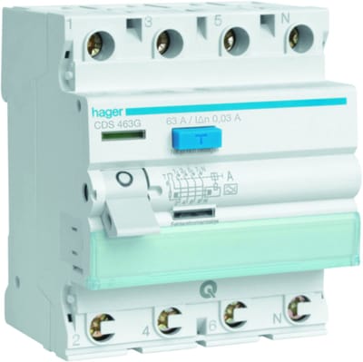 Hager CDS463G HAGER ALS 4P 63A 30mA KL-A QB