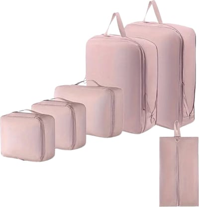 Nivard Koffer Organizer Set - Packing Cubes - Compressie - Travel - Compression - Set - Roze