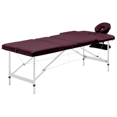 vidaXL - Massagetafel - inklapbaar - 3 - zones - aluminum - wijnpaars