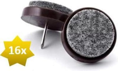 FSW-Products - Meubelvilt met spijker - Meubelonderzetters - Viltjes - Vilt voor meubels - 16 Stuks - Bruin - Stof - Rond / 2cm dia