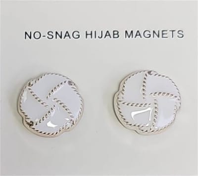 2x Hoofdoek Magneet - Magnetische Broche - Magneetbroche - Sjaal - Hijab Accessoires - Abaya - 18mm - 2 Stuks - Wit