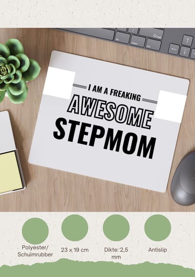 Akyol - i am a freaking awesome stepmom Muismat - Mama - de meest geweldigste stiefmoeder - moeder cadeautjes - moederdag - verjaardagscadeau - verjaardag - cadeau - geschenk - kado - gift - moeder artikelen - 23 bij 19 cm