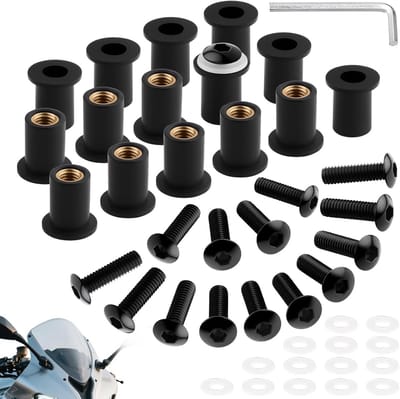 15x Zwarte M5x16mm Bevestigingsschroeven voor Motorfiets Voorruit Inclusief Inbussleutel