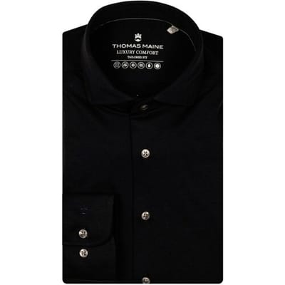 Thomas Maine Overhemd Roma Modern Kent Liquid Cotton Uni Color Navy / male