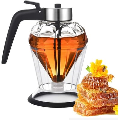 Diamond Glass Honingdispenser 200ml Olieflacon en Sausglas Keukengereedschap Premium Duurzaam Glas met Antislip Siliconen Bodem orange