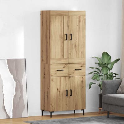 vidaXL - Highboard - 2 - st - Artisan - Eiken - 69,5 - x - 34 - x - 180 - cm - Bewerkt - hout