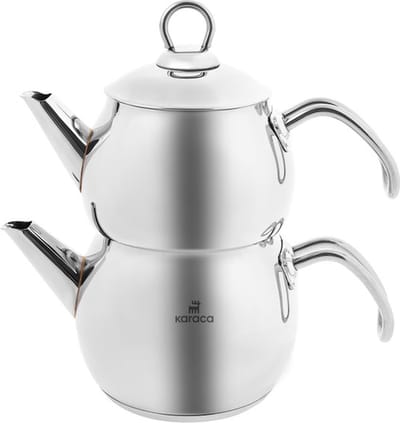 Karaca Adelya Theepotset Klein - RVS - 0,65L + 1,1L - Inductie - Dubbele Theeketel