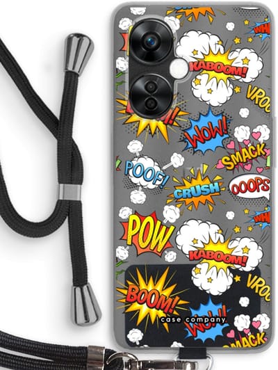 Case Company® - Hoesje met koord geschikt voor OnePlus Nord CE 3 Lite hoesje met Koord - Pow Smack - Telefoonhoesje met Zwart Koord - Bescherming aan alle Kanten en Over de Schermrand